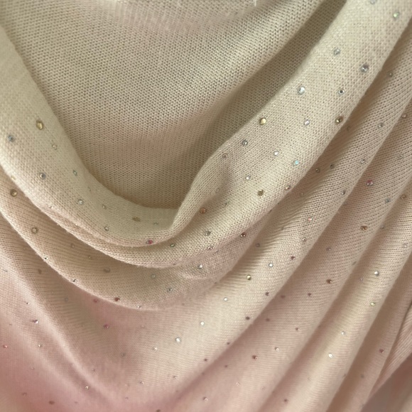 Reitmans bling sweater top shirt beige cream white rhinestone crystals silver๐ - Picture 4 of 5